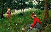 Girls in Jamtlandsk Summer Meadow